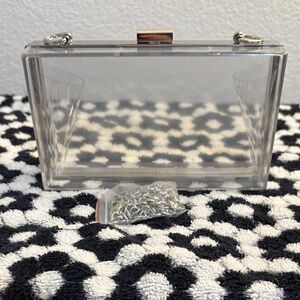 Stadium Bag Clear Acrylic Box Clutch with Silver Chain